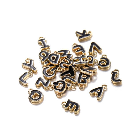 Dijes De Letras Del Alfabeto Aleación Esmalte DIY Creación Joyería Para Pulseras Collares Accesorios Chapado Oro Colorido