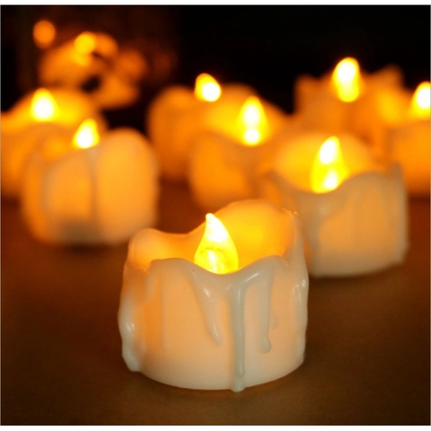 Led Flameless Tea Lights Melting Wax Effect Flickering Candles Battery Operated Decor For Halloween Christmas Wedding