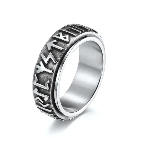Noorse Viking Runen Spinner Ring Roestvrij Staal Draaibaar Reliëf Band Vintage Punk Sieraden Voor Heren En Dames