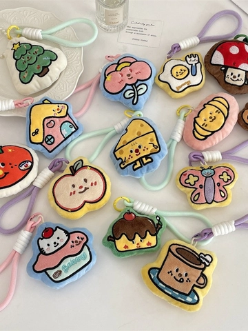 Simpatico Portachiavi In Peluche Cartone Animato Tessuto Morbido Ricamo Ciondolo Per Borsa Per Donne Ragazze Kawaii Arredo