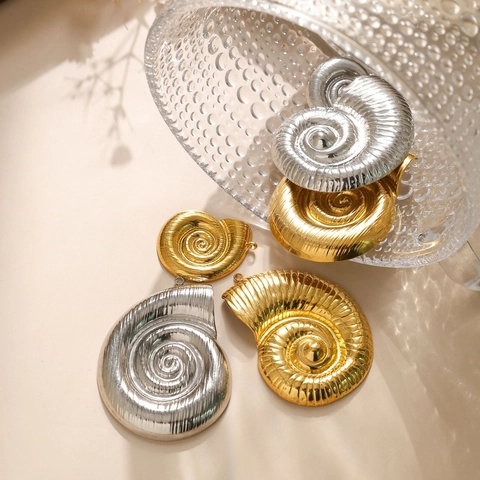 Ciondoli Conchiglia Nautilo In Acciaio Inossidabile 304 Per Creazione Gioielli DIY Accessori Serie Oceano Texture Spirale