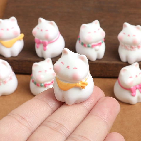 Mini Weiße Katzen Resin Figuren Cartoon Kätzchen Schreibtisch Deko Für Bastelarbeiten Auto Dekor Süße Tier Miniatur