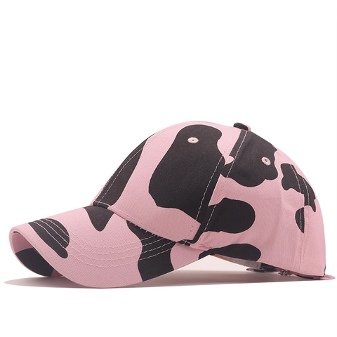 Gorra De Béisbol Con Estampado De Vaca Algodón Visera Curva Ajustable Sombrero De Sol Moda Exterior Unisex