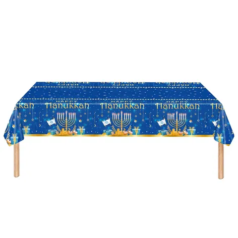 Stoviglie Per Feste Di Hanukkah Tovaglia Piatti Di Carta Tovaglioli Bicchieri Posate Di Plastica Blu Oro Arredo Ebraico