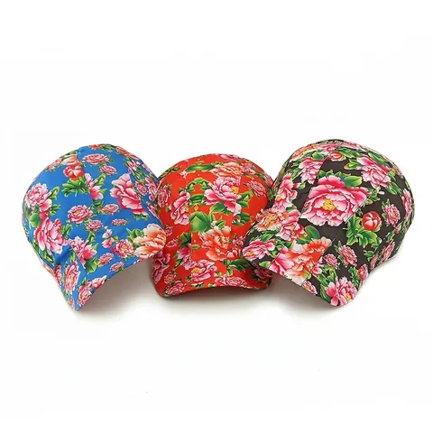 Ethnic Peony Floral Print Baseball Cap Quick Dry Sun Shade Hat For Men Women Adjustable Breathable Retro