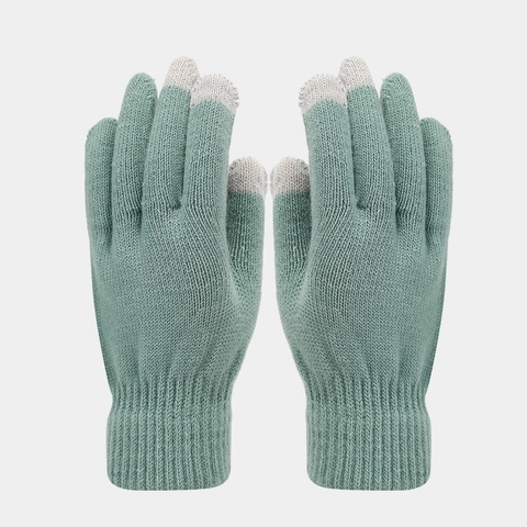 Gorro De Punto Invierno Calentador De Cuello Y Guantes Táctiles Térmico Exterior Color Sólido Para Mujer Hombre
