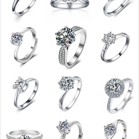 Classic Adjustable Silver Plated Copper Ring With Cubic Zirconia Luxury Elegant Jewelry For Men And Women