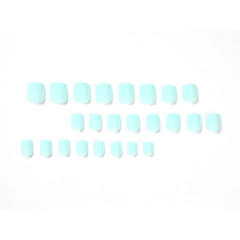Einfache Kurze Eckige Matte Press On Nägel Mintblau Macaron Farbe Frosted Full Cover Künstliche Nägel Für Frauen