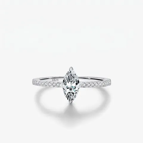 Marquise Moissanite Ring 925 Sterling Silver VVS1 D Color Sparkling Luxury Elegant Jewelry For Women Engagement