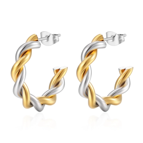 Creolen Gedreht Edelstahl Vergoldet C-Form Hochglanzpoliert Geometrisch Modern Western Style Accessoire Für Damen