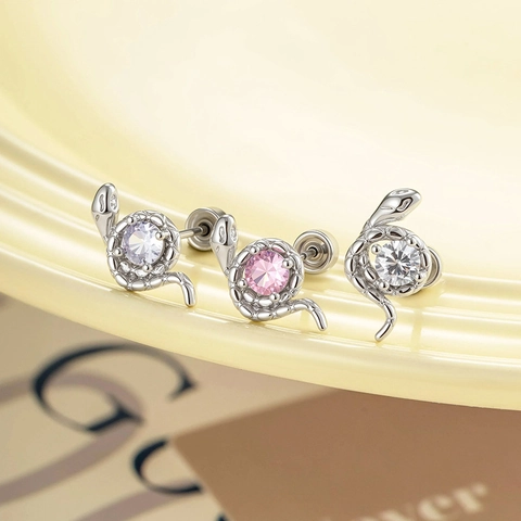 Schlangenförmiger Knorpel Ohrstecker Titanstahl Kupfer Zirkon Schraubverschluss Piercing Punk Vintage Schmuck