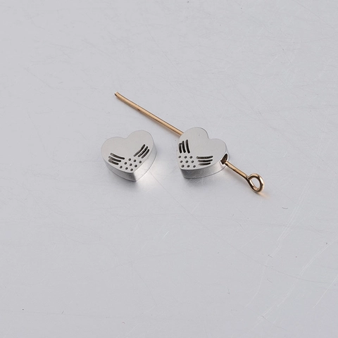 Hollow Heart Beads Stainless Steel Mirror Polished Wing Pattern DIY Jewelry Making Charms For Necklace Bracelet Accessories