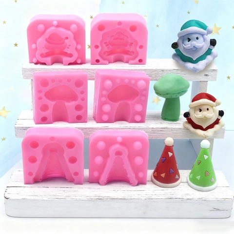 Christmas Silicone Cake Molds Santa Claus Mushroom Hat Shape Chocolate Fondant DIY Baking Tool Holiday Kitchenware
