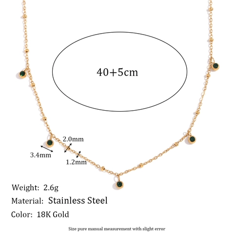 Collana In Acciaio Inossidabile Placcato Oro 18K Minimalista Pendente Perla Zirconia Catena Geometrica Gioielli Donna