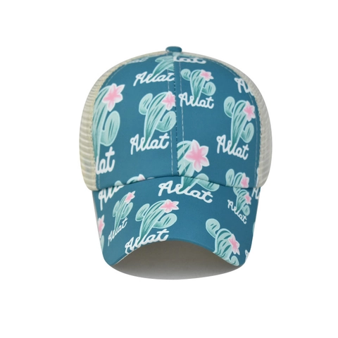 Gorra De Béisbol Con Cola De Caballo Para Mujer Estampado Cactus Flor Malla Cruzada Transpirable Ajustable Sol