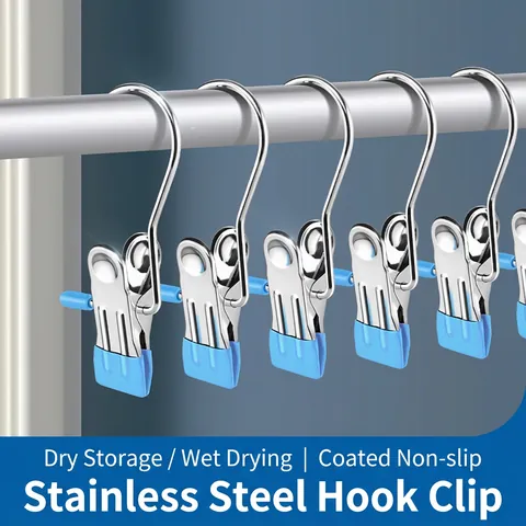 Clip Con Gancio In Acciaio Inossidabile Rivestimento In Plastica Antiscivolo Mollette Multifunzionali Armadio Cucina Stoccaggio