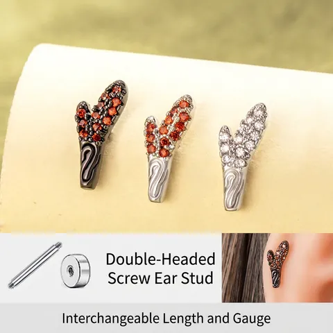 Dragon Horn Wing Cartilage Ear Stud Titanium Steel Micro Pave Zircon Piercing Flat Back Screw Jewelry For Women