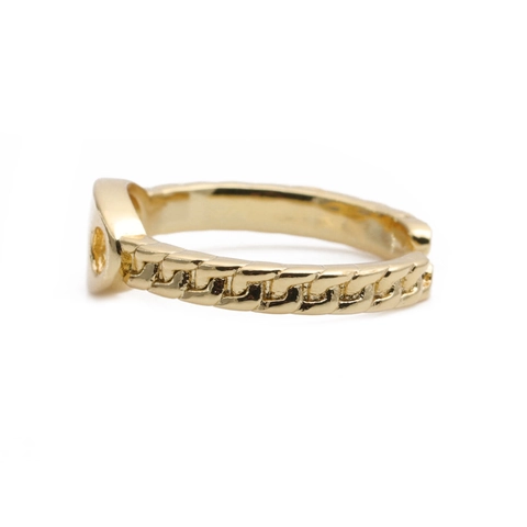Adjustable Open Ring Copper Zircon Pig Nose Shape Coffee Bean Link Chain Texture Minimalist Finger Jewelry For Women