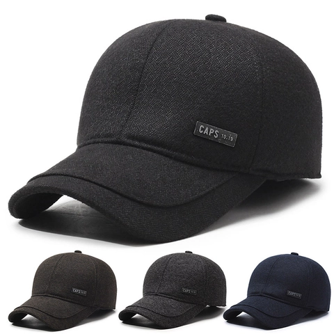 Herren Winter Baseballkappe Mit Ohrenschutz Warm Winddicht Verstellbare Wollmischung Outdoor Hut