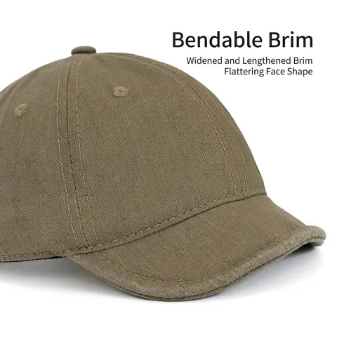Retro Short Brim Baseball Cap Cotton Twill Soft Top Vintage Sun Hat Adjustable For Men Women