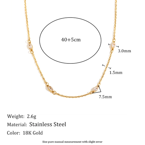 Marquise Zircon Necklace Stainless Steel 18K Gold Plated Elegant Dainty Jewelry Daily Fashion Accessories For Women