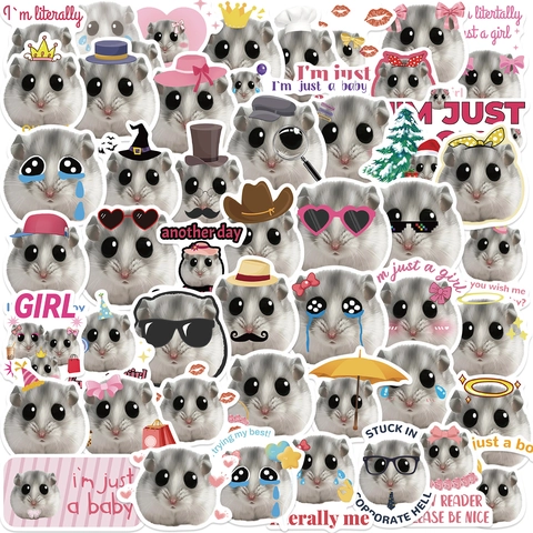 Cute Hamster Meme Stickers Waterproof PVC Graffiti Decals For Laptop Suitcase Guitar DIY Decorative Stickers Set
