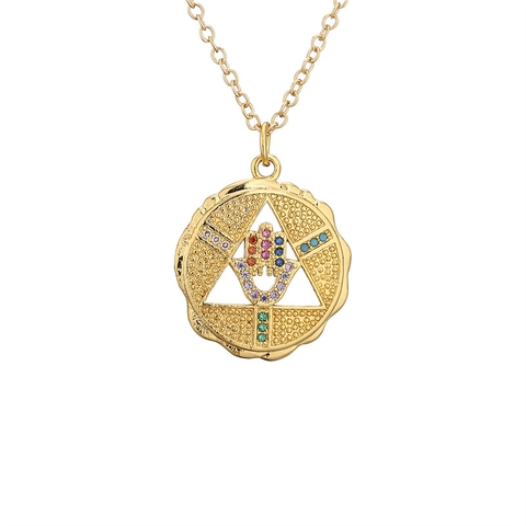 Hamsa Hand Böser Blick Anhänger Halskette Kupfer Bunte Zirkonia Inlaid Boho Ethno Schmuck Amulett Geschenk Damen