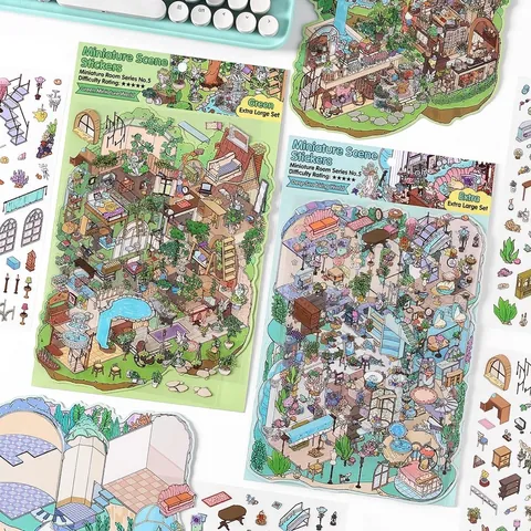 Pegatinas Decorativas De Escena 2.5D Creativas Material PET DIY Scrapbooking Accesorios De Planificador Ilustración