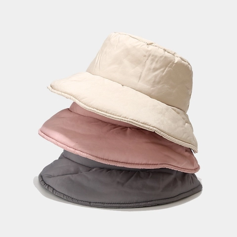 Sombrero De Pescador Invierno Mujer Acolchado Resistente Al Viento Color Sólido Gorro Cálido