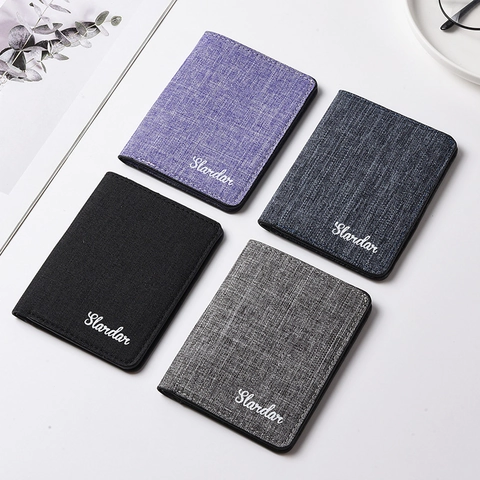 Slim Canvas Bifold Wallet For Men Minimalist Short Card Holder With ID Window Water Repellent Durable