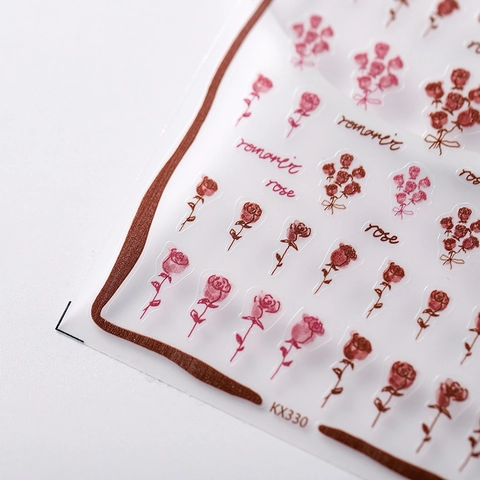 3D Relief Rose Nail Art Stickers Vintage Floral Self-Adhesive Nail Decals For Women DIY Manicure Decoration Romantic Flower Nail Wraps