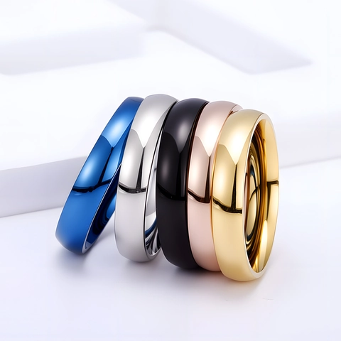 Minimalist Stainless Steel Ring High Polished Dome Plain Band Jewelry For Men Women Engagement Promise Ring