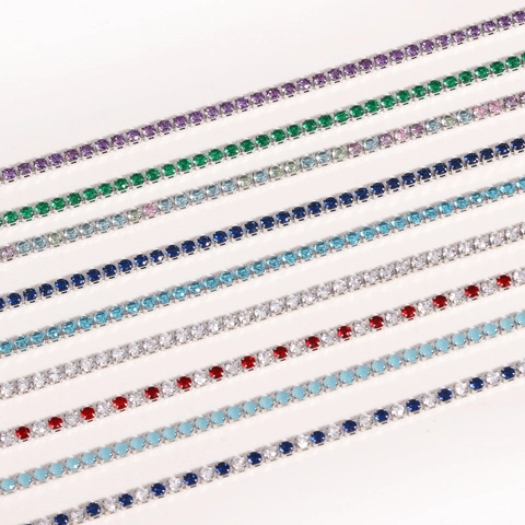 Colorful Cubic Zirconia Tennis Necklace For Women Simple Gold Plated Brass Choker Minimalist Jewelry Aesthetic Accessory
