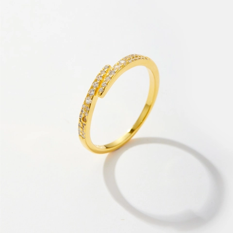 Anello Aperto Regolabile in Argento Sterling S925 Minimalista con Strass Geometrico Anello a Doppia Fila per Donna Gioielli di Moda