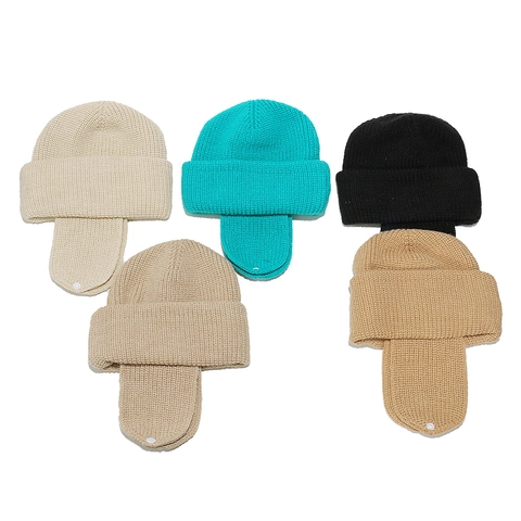 Gorro De Punto De Invierno Para Niños Con Orejeras Cálido Color Sólido Acrílico Gorro Cortavientos Para Niños