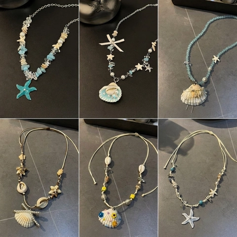 Zeester Hanger Ketting Kunstparel Schelp Kralen Choker Strandvakantie Boho Sieraden Voor Dames