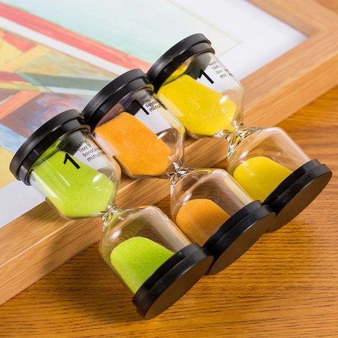 Temporizador De Reloj De Arena Colorido Vidrio De Borosilicato Cubierta De Plástico Decoración De Escritorio Estudio Niños