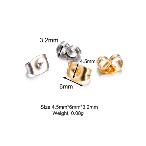Stainless Steel Butterfly Earring Backs Secure Earring Stoppers Studs DIY Jewelry Findings Accessories Gold Silver Tone