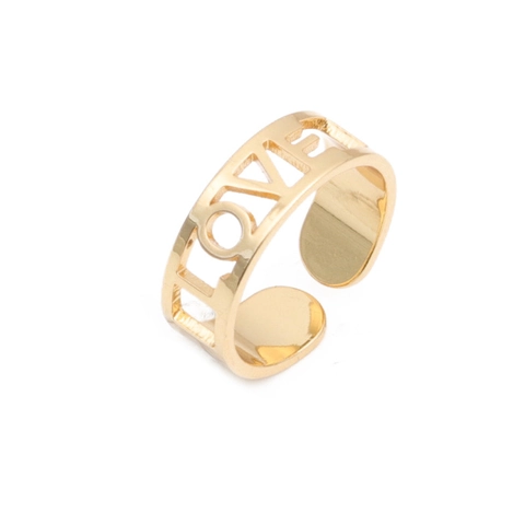 Hollow LOVE Letter Adjustable Open Ring Copper Gold Plated Micro Set Zircon Fashion Jewelry Gift For Women