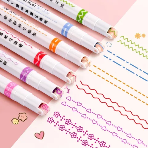Evidenziatori A Curva Plastica Punta A Rullo Pennarelli A Motivo Per DIY Journaling Scrapbooking Articoli Per Scuola