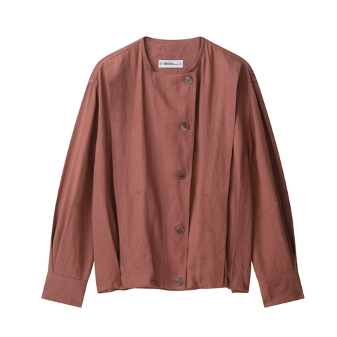 Damen Locker Jacke Einreihig Langarm Lässig Wildleder Optik Karminrot Gewebtes Oberteil Vintage Stil
