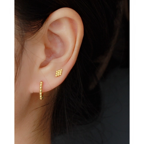 925 Sterling Silver Stud Earrings For Women Minimalist Small Bead Cluster Geometric Square Rhombus Elegant Jewelry