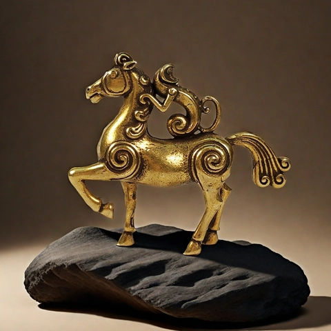 Vintage Chinese Style Metal Horse With Monkey Figurine Antique Desktop Ornament Solid Zinc Alloy Home Office Decoration