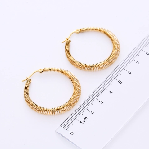 Hoop Earrings For Women 316L Stainless Steel 18K Gold Plated Spiral Spring Woven Design Exaggerated Fashion Jewelry