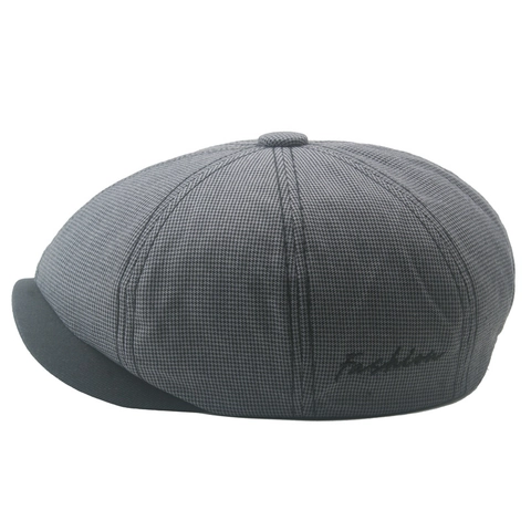 Berretto da Uomo in Stile Britannico Retrò in Cotone Vintage Pied de Poule Cappello Ottagonale Parasole Casual