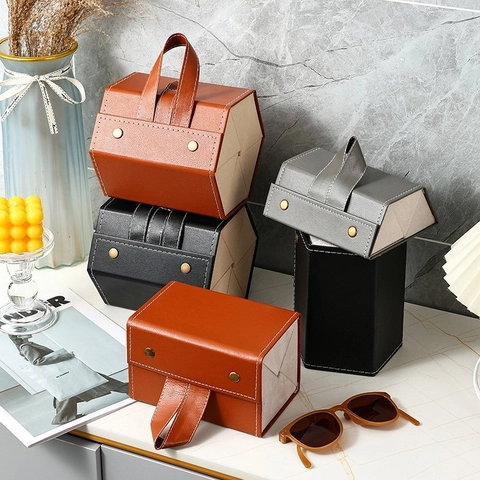 Custodia Pieghevole Per Occhiali A Più Scomparti In Pelle PU Organizzatore Per Occhiali Da Sole Portatile Supporto Da Appendere
