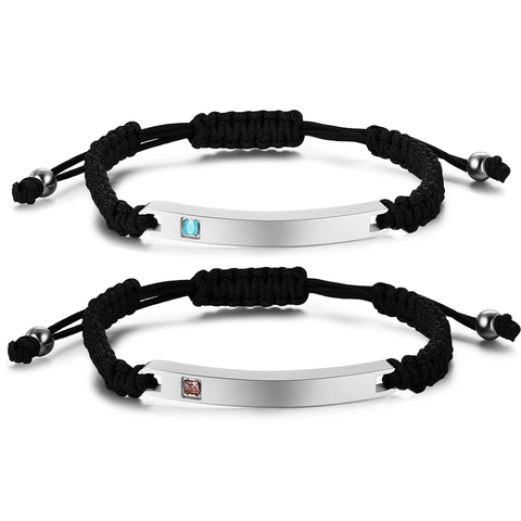 Bracciale In Corda Intrecciata Minimalista Con Barra In Acciaio Inossidabile E Zircone Regolabile Gioielli Di Moda Per Coppie