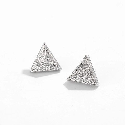 Hip Hop Quadrat Dreieck Hoop Ohrringe Legierung Strass Iced Out Geometrischer Modeschmuck Für Herren
