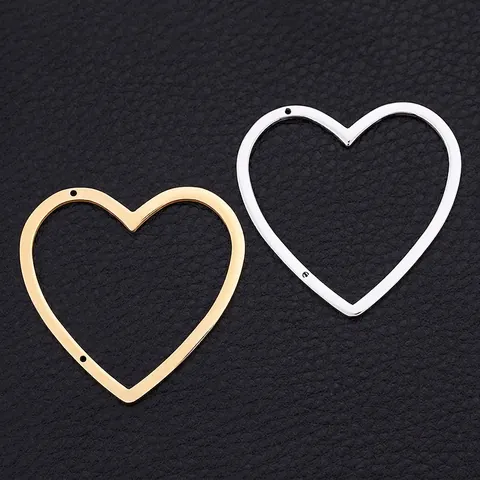 Heart Shape Hollow Pendant Connectors Gold Plated Stainless Steel For DIY Jewelry Making Necklace Earrings Accessories