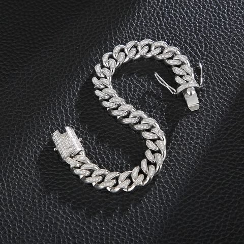 Collana Bracciale A Catena Cubana In Acciaio Inossidabile Con Zirconi Incastonati Stile Hip Hop Rap Gioielli Uomo